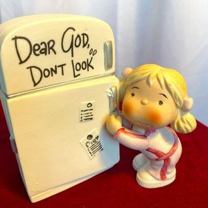 Dear God Kids Figurine - Enesco -“Don’t Look” Porcelain 1982